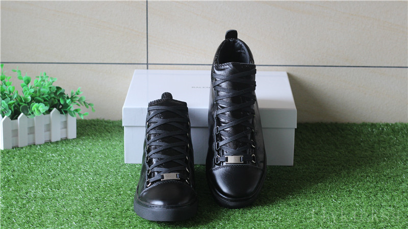 Super Perfect Balenciaga Arena Leather Black High Sneakers